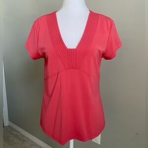 Vintage Talbots Silky Women’s Blouse Coral Orange Short Sleeve